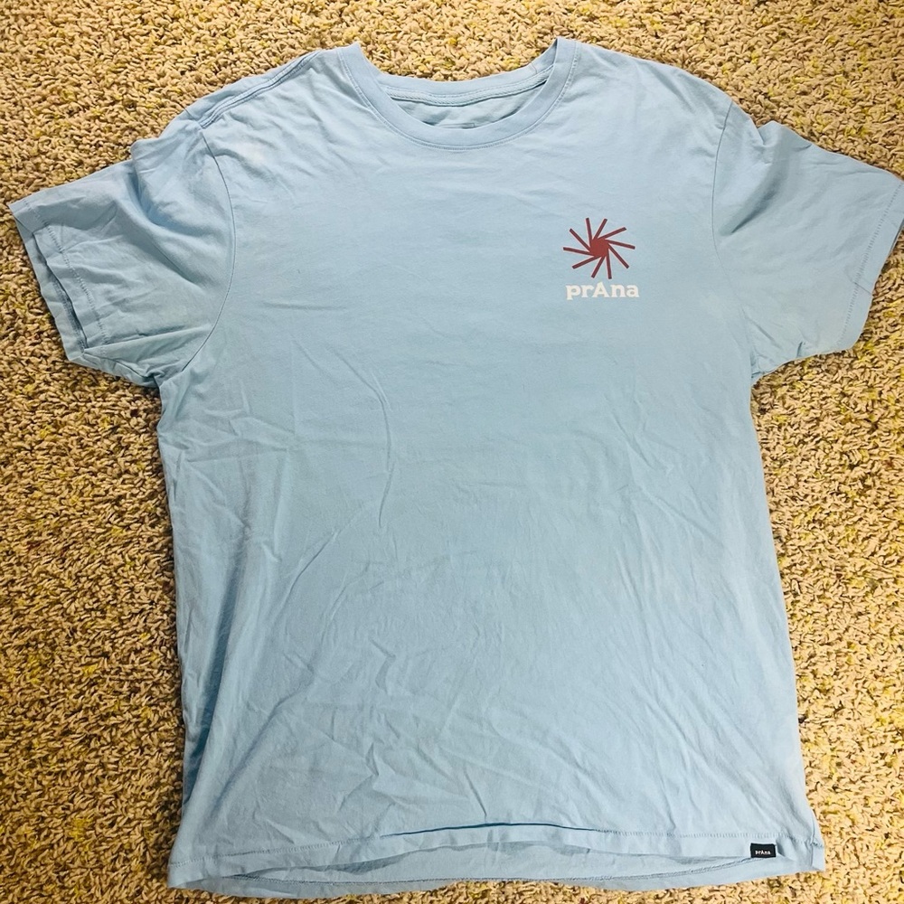 prAna Light Blue Graphic Mountain Sunset T-Shirt Large